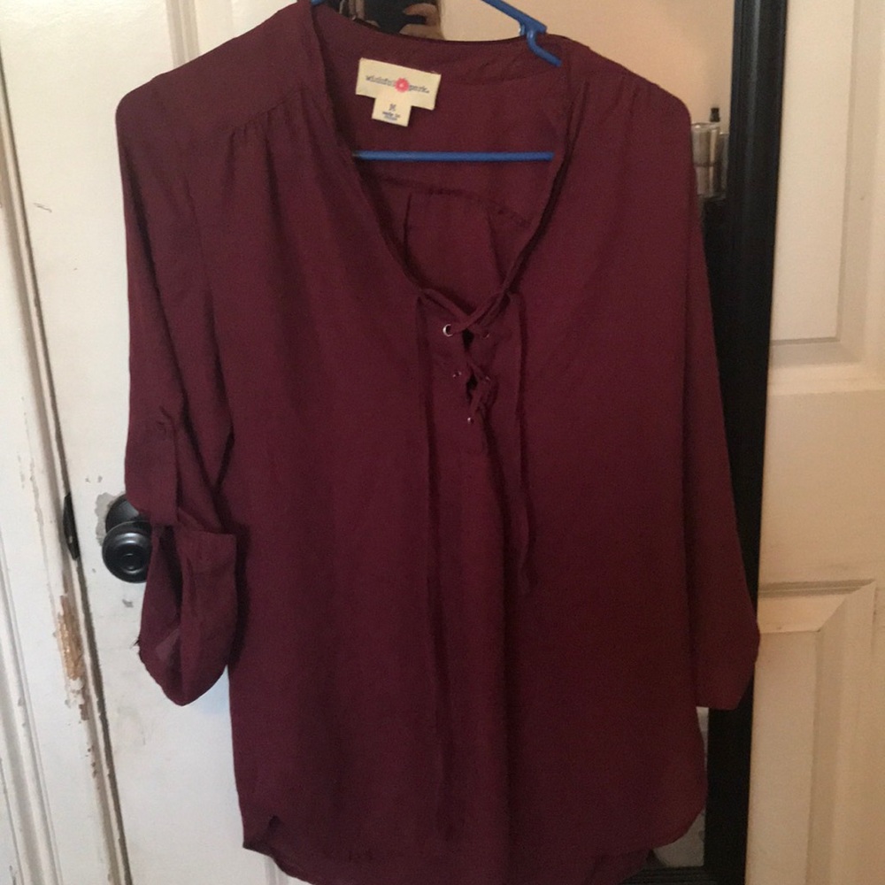 Tie front blouse Burgundy